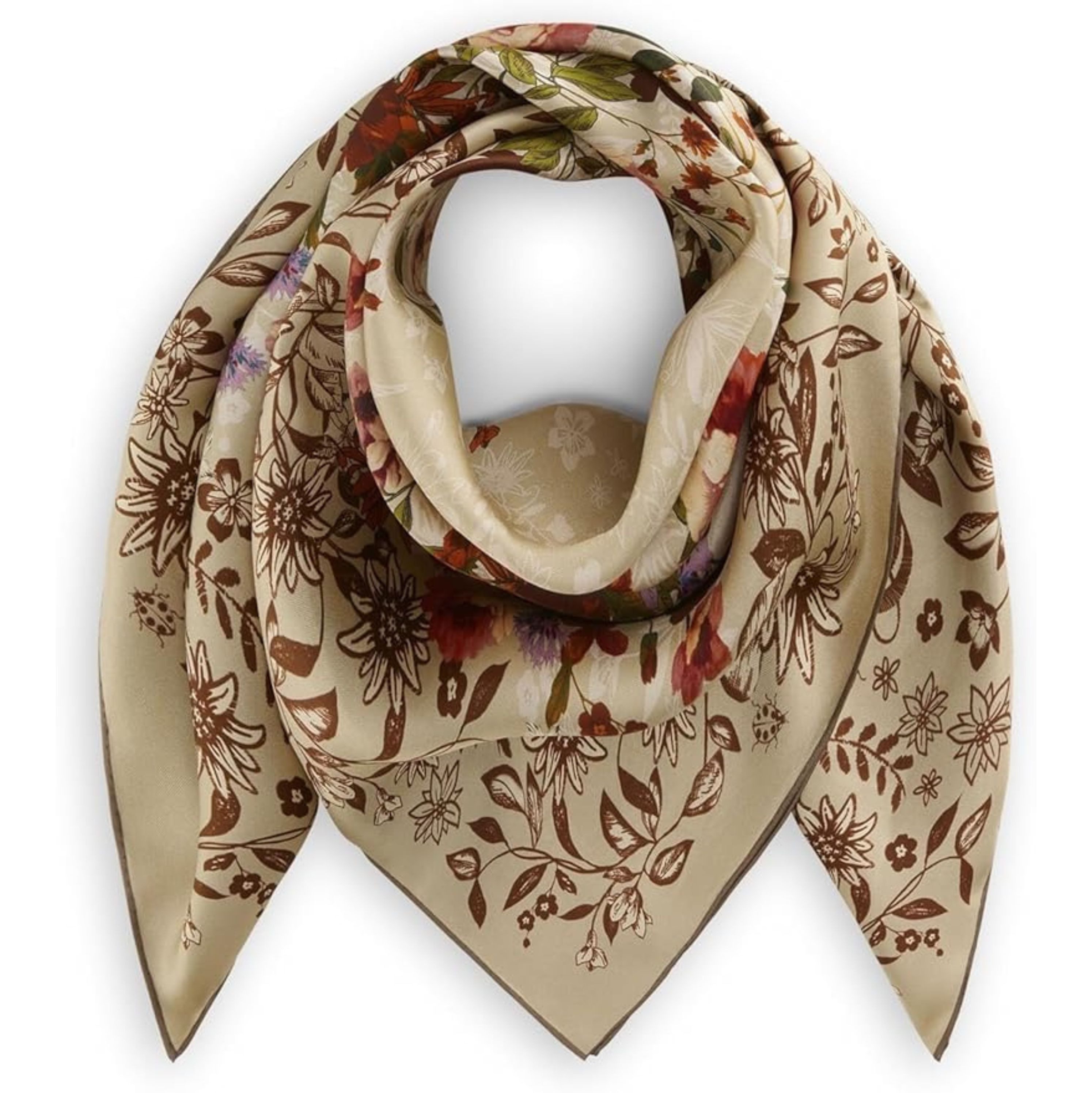 Codello Dreieckstuch Codello Premium Carré aus reiner Seide mit floralem Muster, Edel schimmernd, seidenweicher Griff, hohe Farbbrillanz