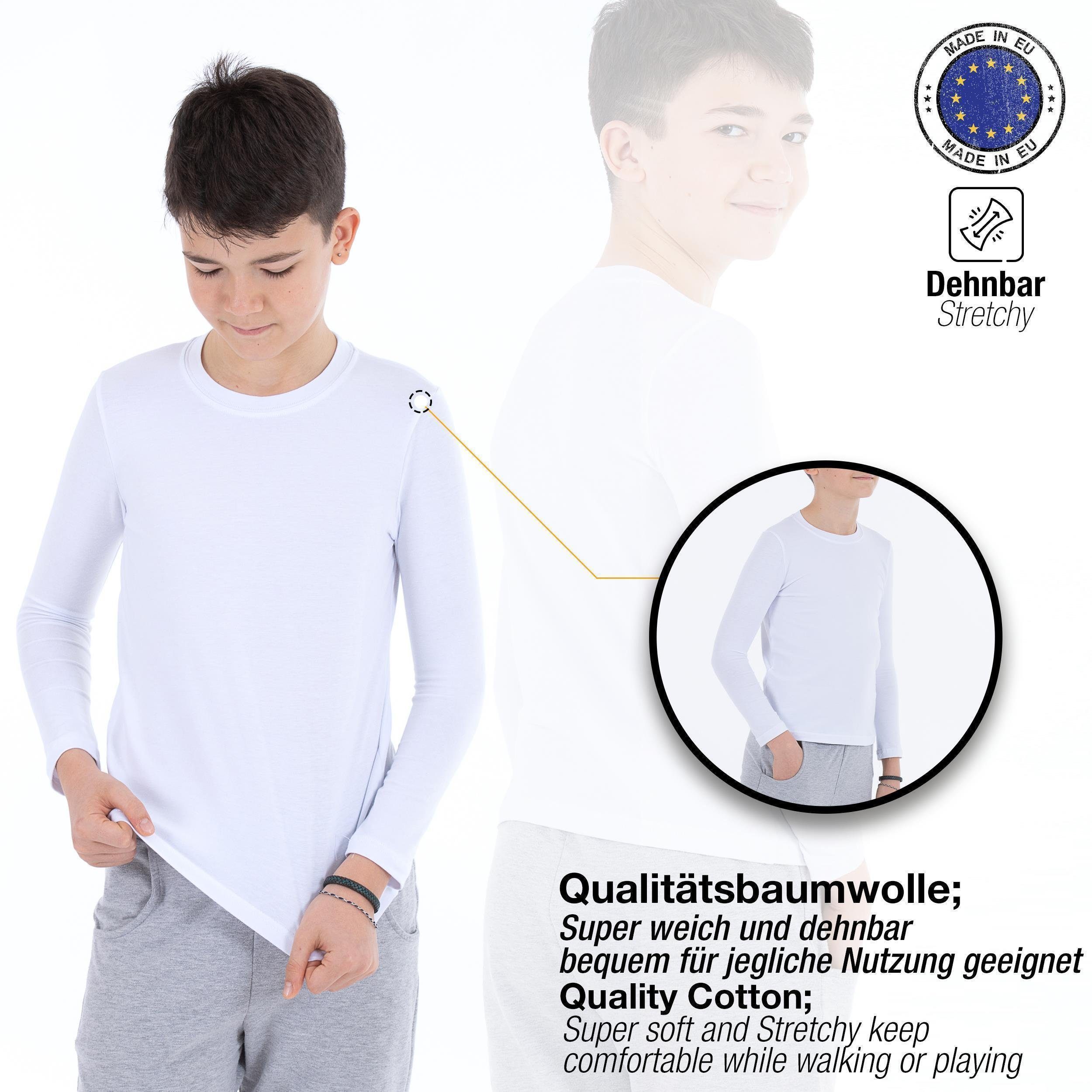 LOREZA Langarmshirt 3er Pack Weiss Jungen Mädchen Langarmshirts Unterhemden Body Shirt (Set, 3-tlg., 3er-Pack)