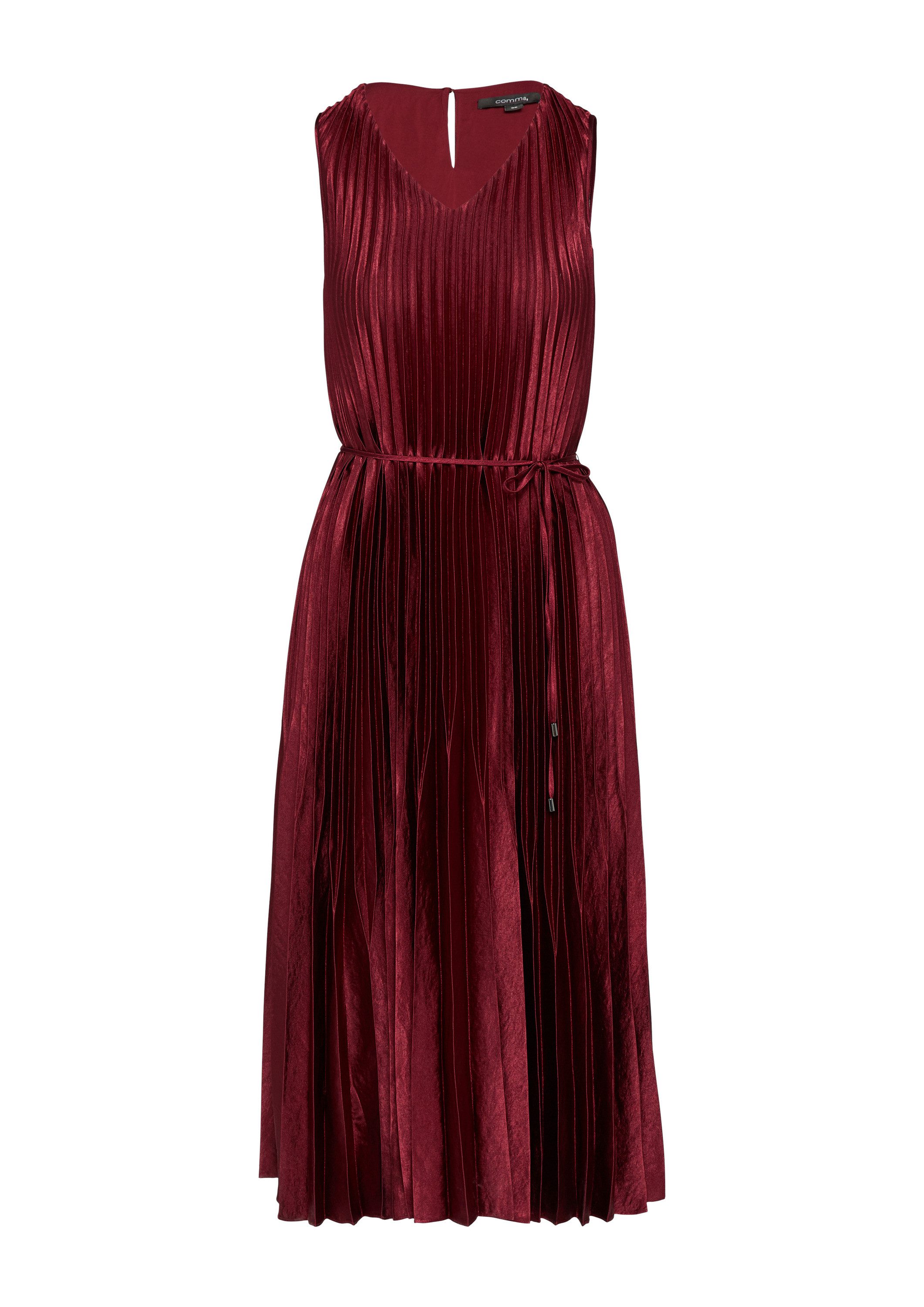 comma Maxikleid Kleid Plissee-Kleid aus Viskose mit Gürtel
