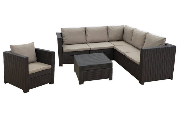 Keter Gartenlounge-Set Keter Provence 2-tlg. Premium Panama braun mit Kissen und Tisch