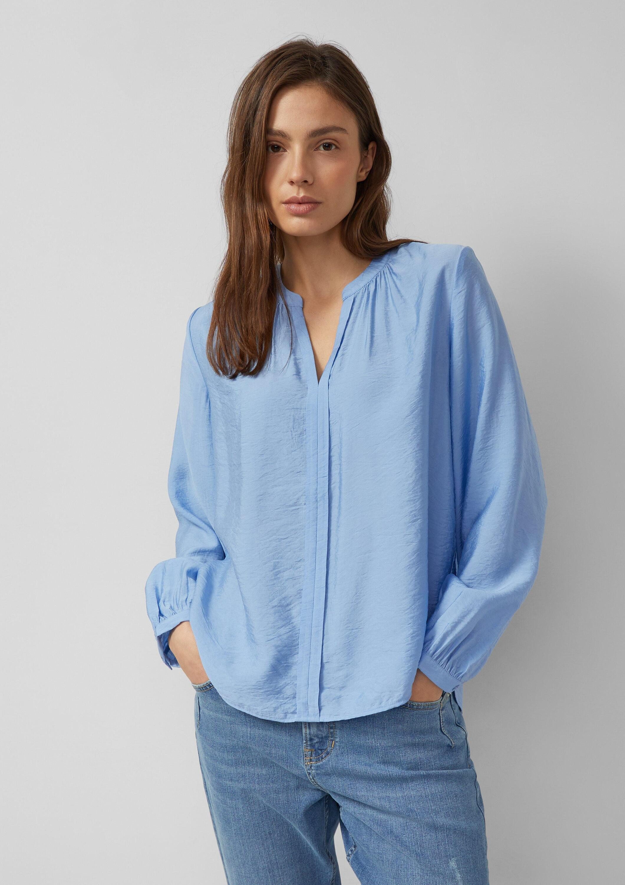 s.Oliver Langarmbluse Bluse Viskosebluse mit Raffung und All-over-Print