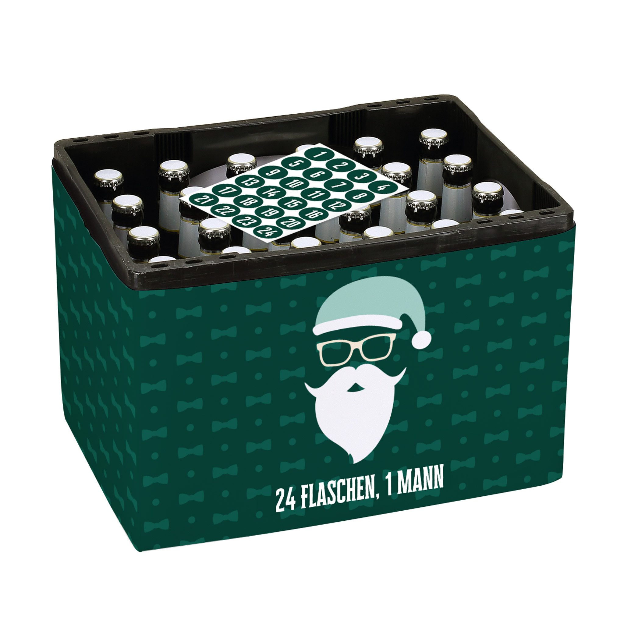 Herz & Heim DIY-Adventskalender 24 Aufkleber & Banderole für Bierkasten - Sticker-Set für Bierflaschen, Motivauswahl