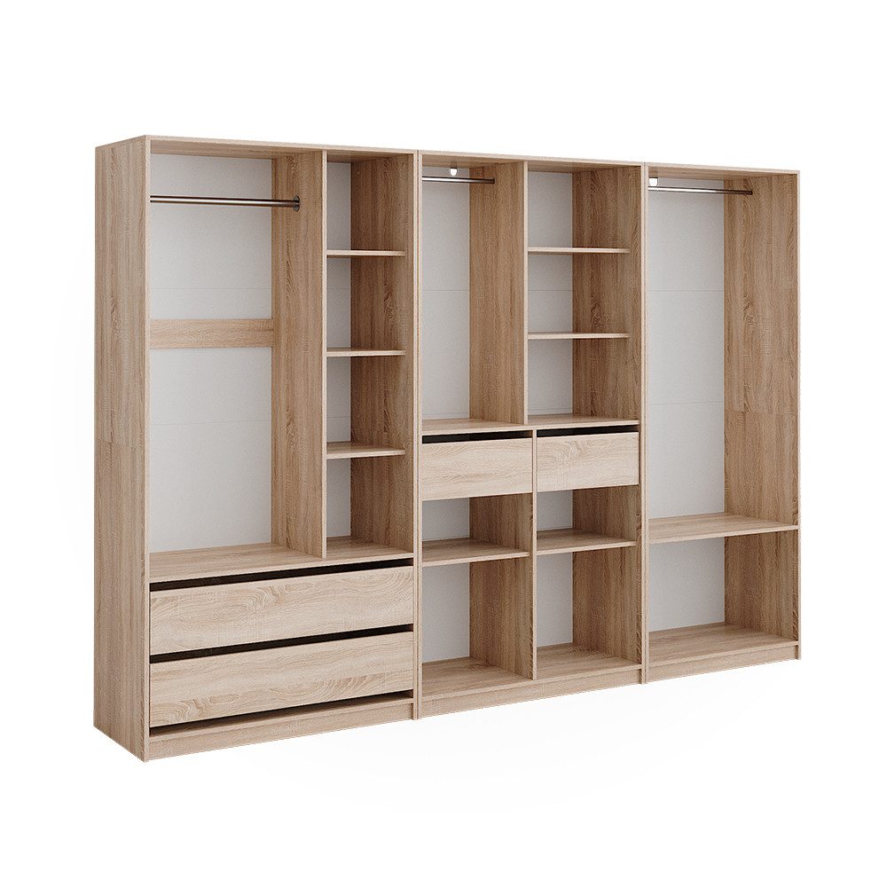 Kleiderschrank Elmo, Sonoma, 100 x 200 cm 3er Set