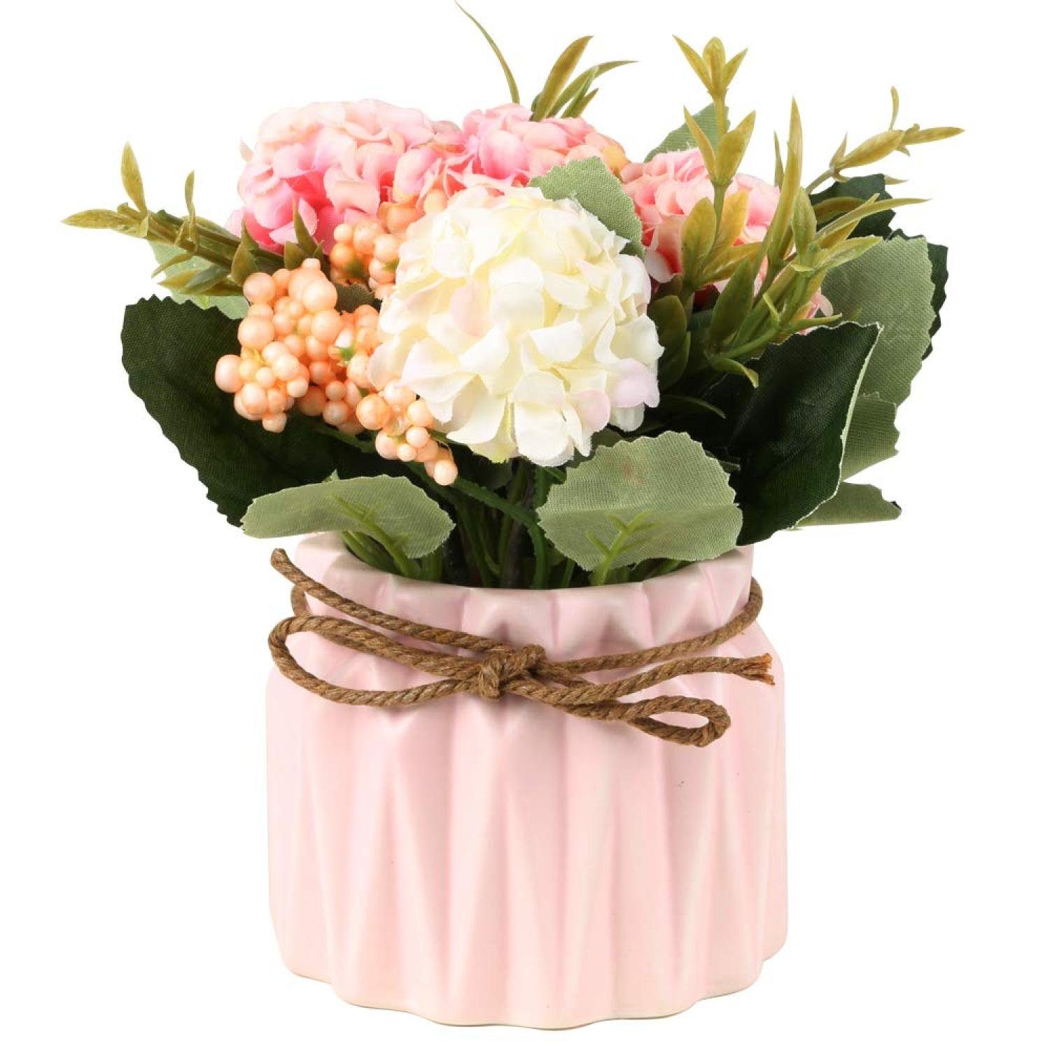 Mini Hortensien Künstliche Pflanzen,Topf Blumen deko, Kunstblume Blumen Fake Für Jormftte