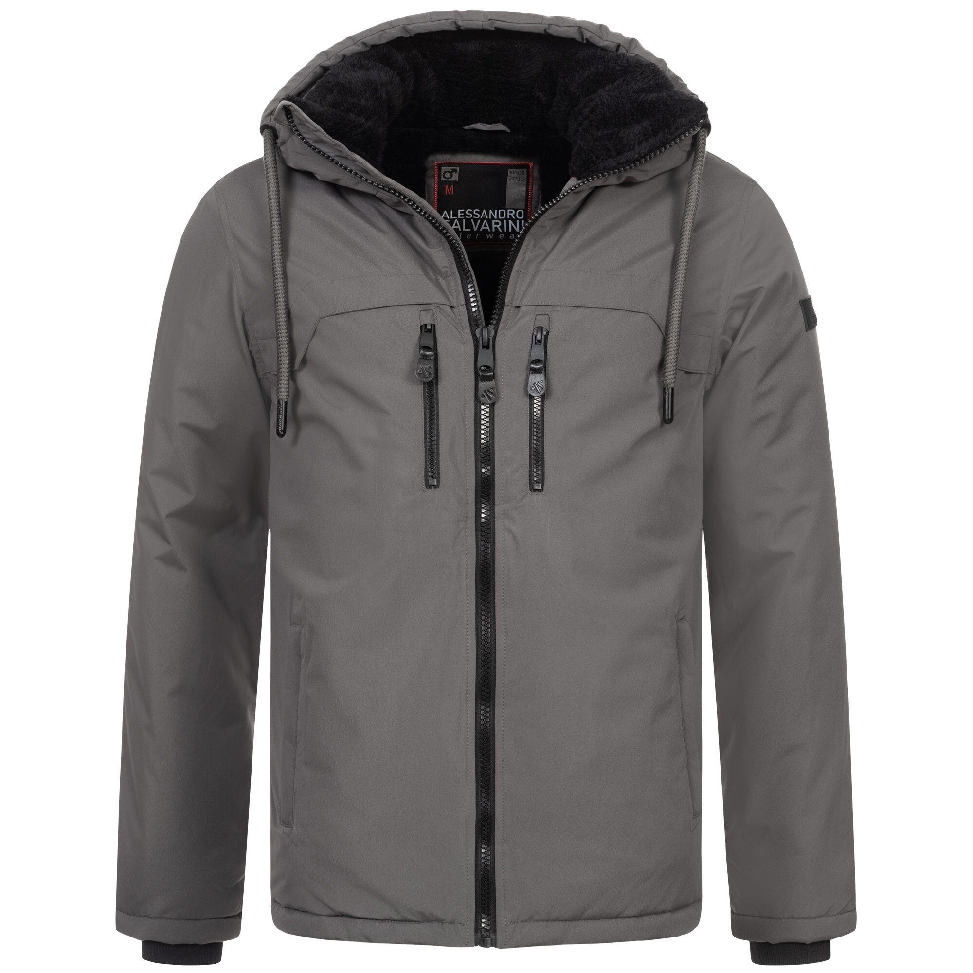 Alessandro Salvarini Winterjacke ASMori mit warmem Teddyfell Dunkelgrau