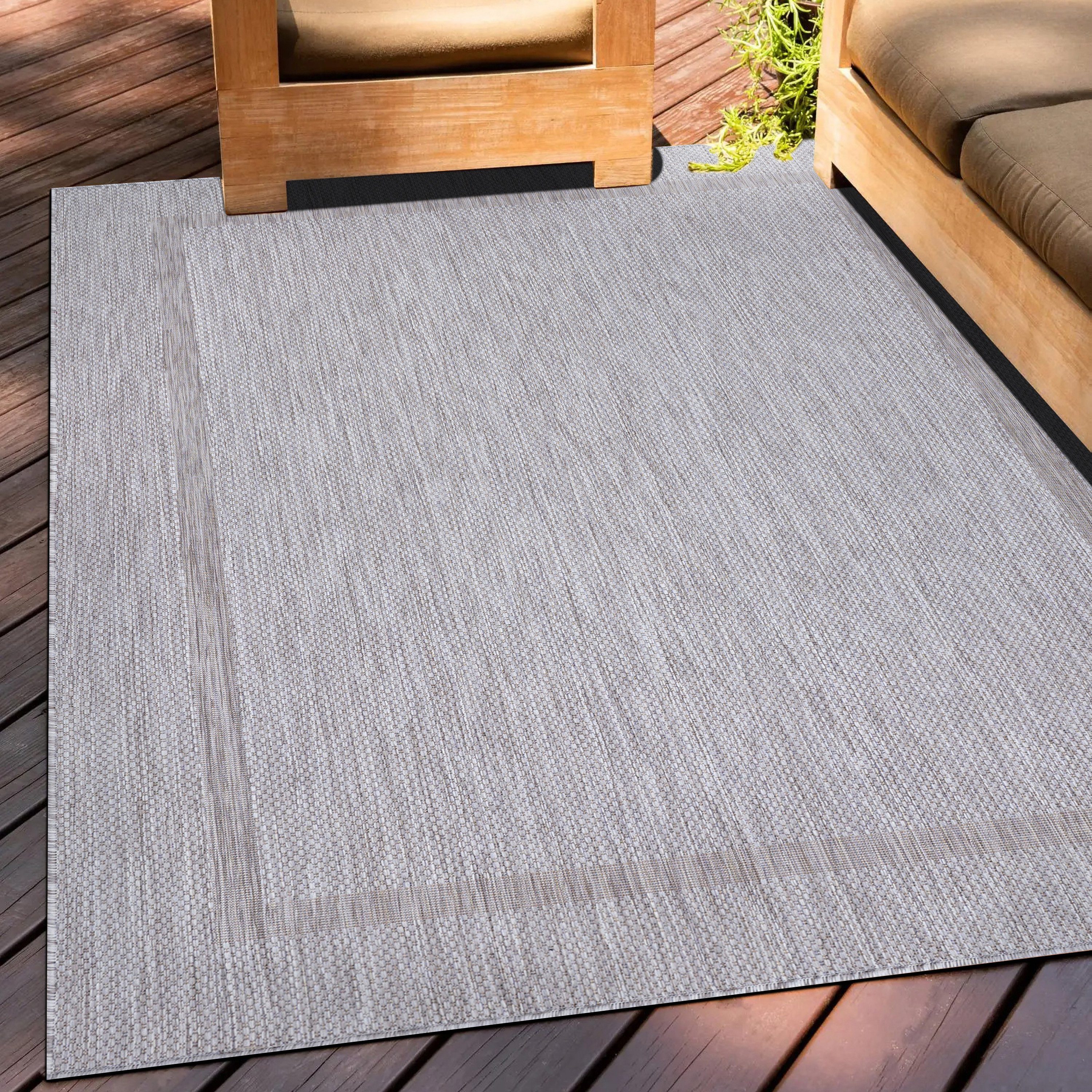 Teppich Unicolor - Einfarbig, Teppium, Läufer, Höhe: 5 mm, Teppich Küche, Balkon, Terrasse Silber | Kurzflor-Teppiche