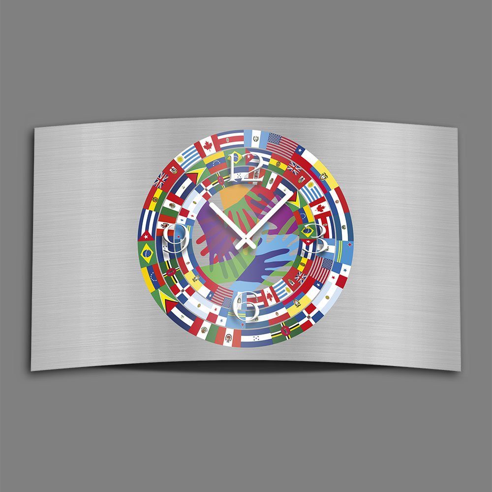 Flaggen dixtime modernes (Einzigartige Alu-Dibond) Design ticken 4mm Wanduhr Designer aus 3D-Optik leise Wanduhren kein Wanduhr