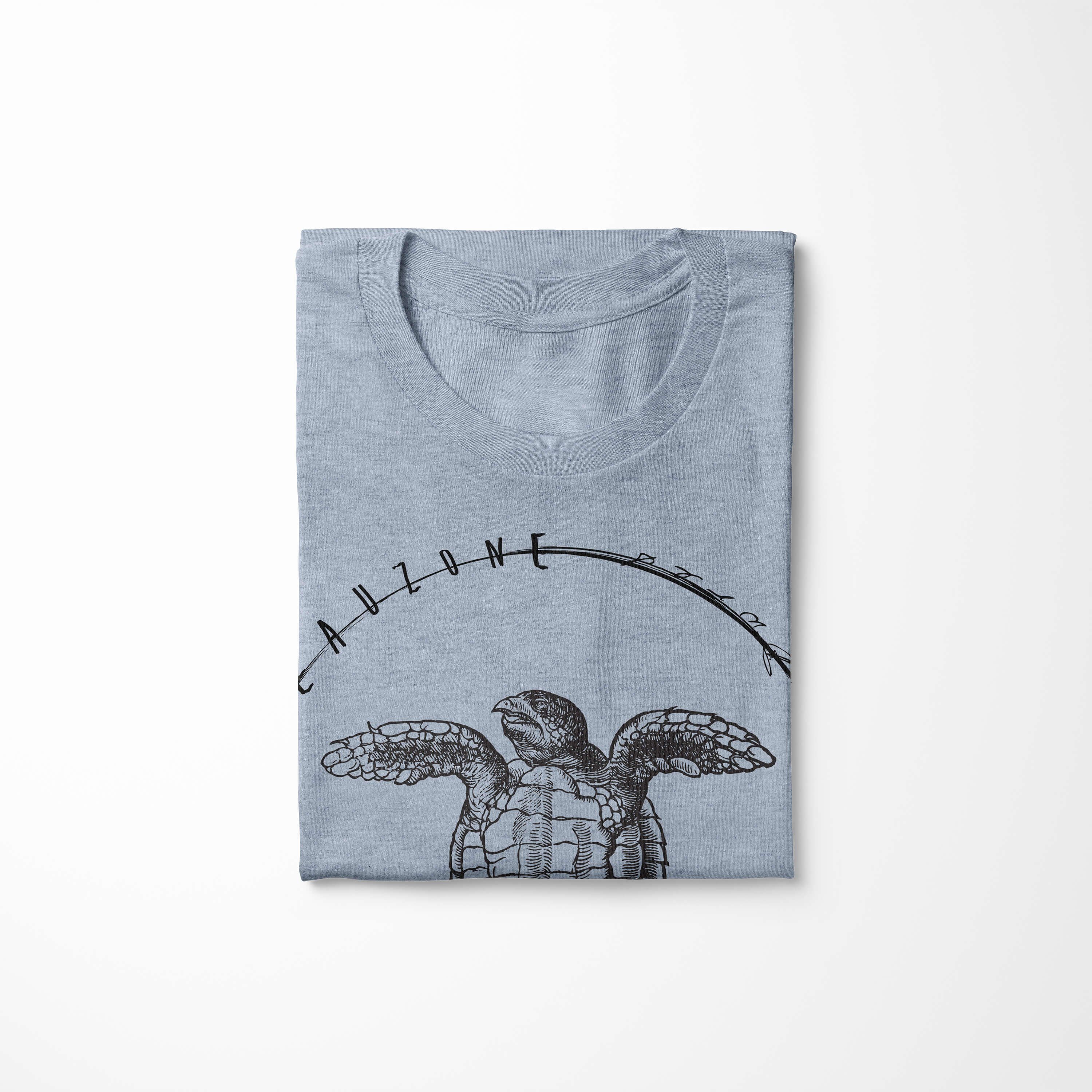 Creatures, Tiefsee sportlicher und feine Schnitt T-Shirt Art Sea - Denim Sea Serie: Fische Sinus Struktur Stonewash T-Shirt / 048