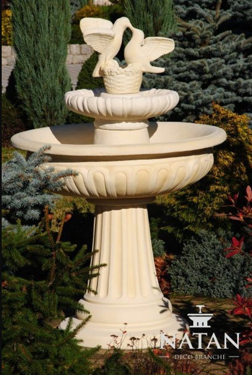JVmoebel Skulptur Springbrunnen Brunnen Steinbrunnen Gartenbrunnen Fontaine 127cm