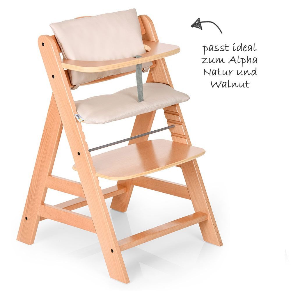 Hauck Hochstuhlauflage Deluxe - Beige, 2 tlg. Sitzkissen für Alpha Hochstuhl Sitzverkleinerer Sitzauflage