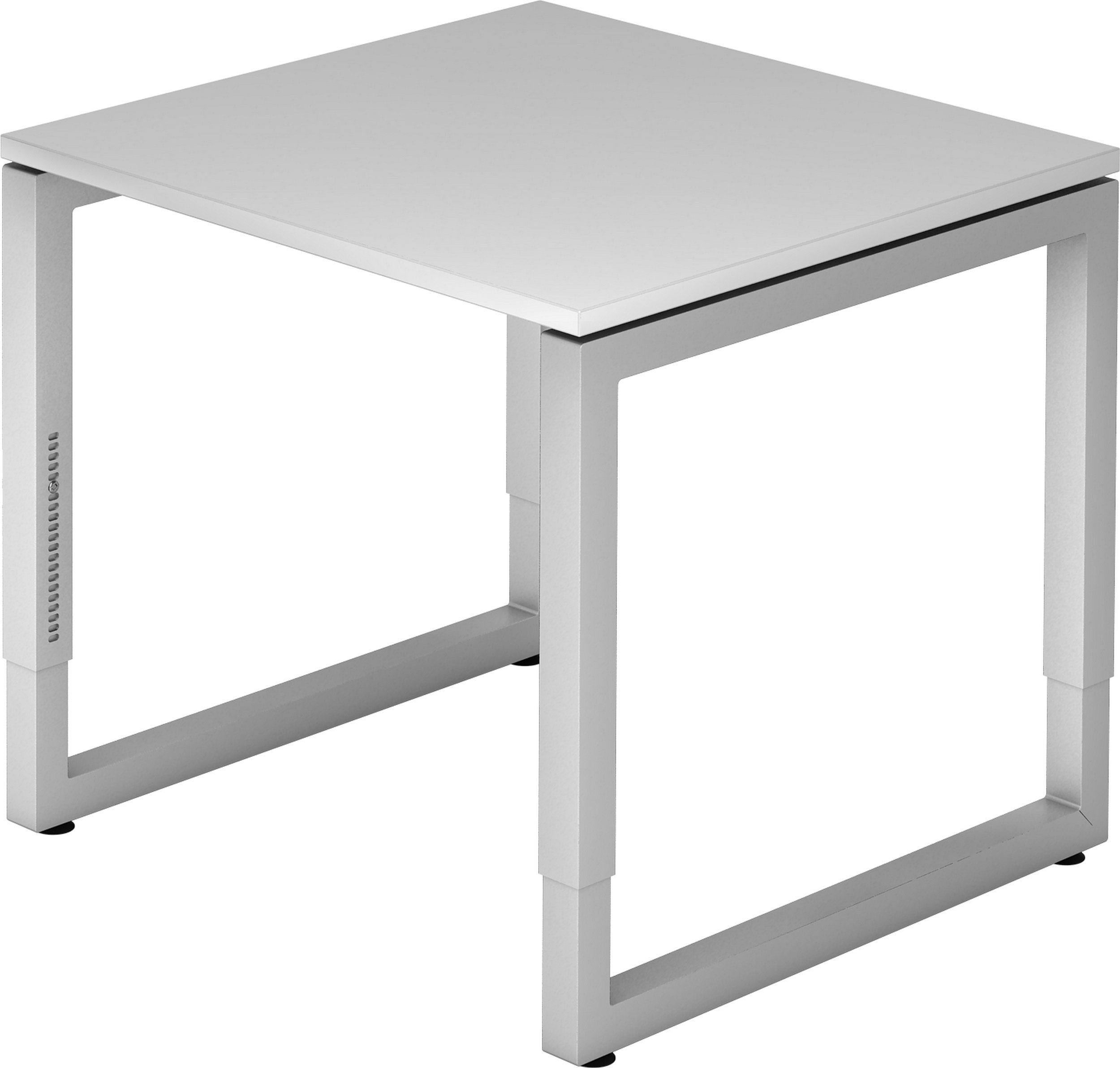 bümö Schreibtisch Schreibtisch Serie-R, Quadrat: 80 x 80 cm - Dekor: Grau - Gestell: Silber