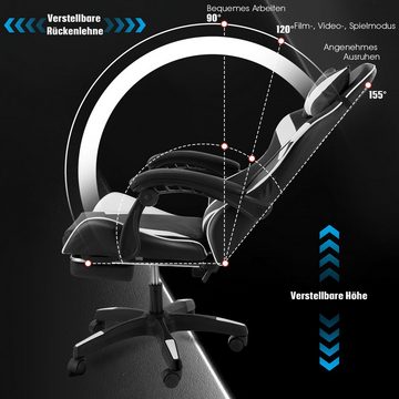 WILGOON Gaming-Stuhl Gaming Chair Ergonomischer Bürostuhl mit Fußstütze, Kopfstütze, Gamer Stuhl mit Lendenkissen, Maximale Belastung 150 kg, 360° drehbar
