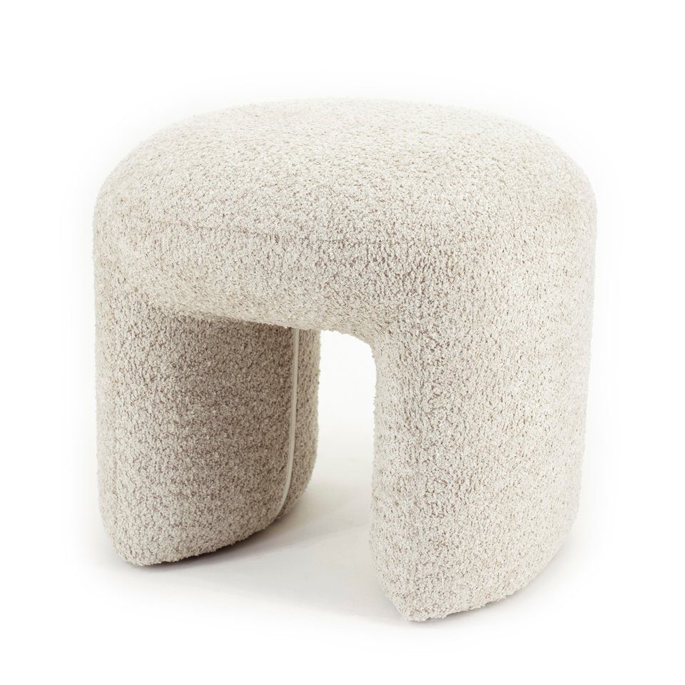 LEVEN Lifestyle Sitzhocker Hocker NAWASAHI Fußhocker Bouclé Stoff beige ode günstig online kaufen