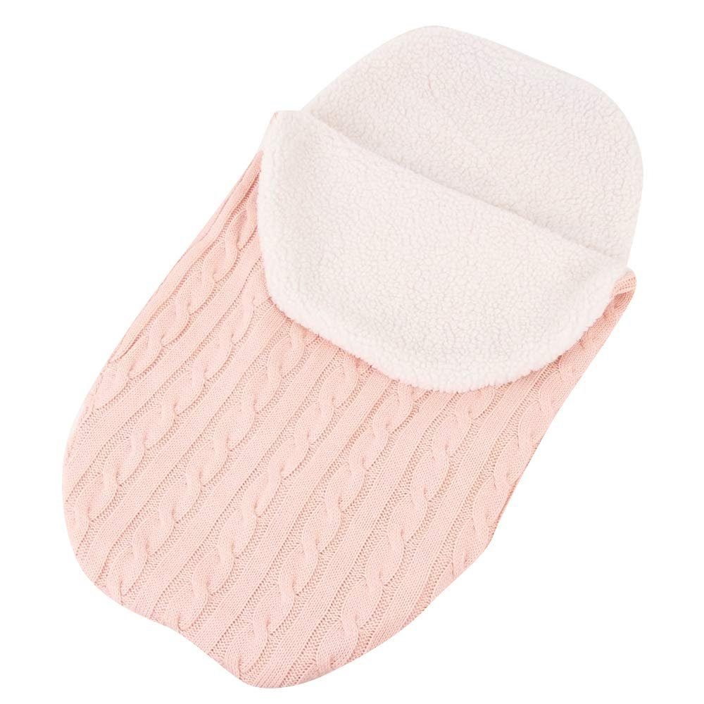 Babydecke Baby Neugeborene Gestrickt Wickeln Decke Schlafsack für Kinderwagen, GelldG Pink