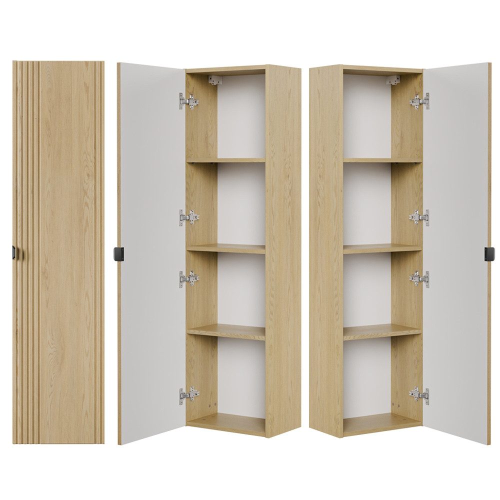 Lomadox Hochschrank OLIVA-56 Eiche Dekor Rillen günstig online kaufen