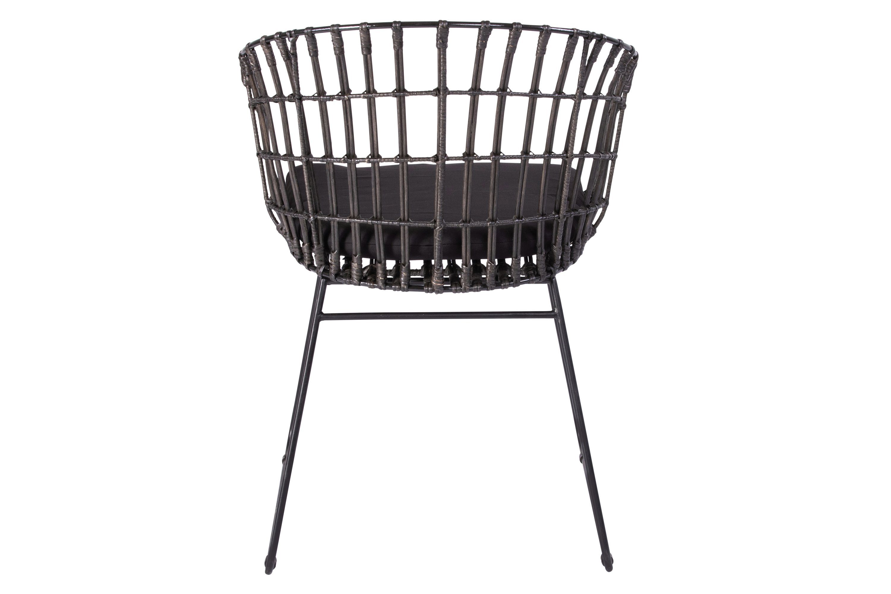 Junado® Esszimmerstuhl schwarz Lima, Retro-Design mit Rattanstuhl, Farben, Sitzkissen, verschiedene