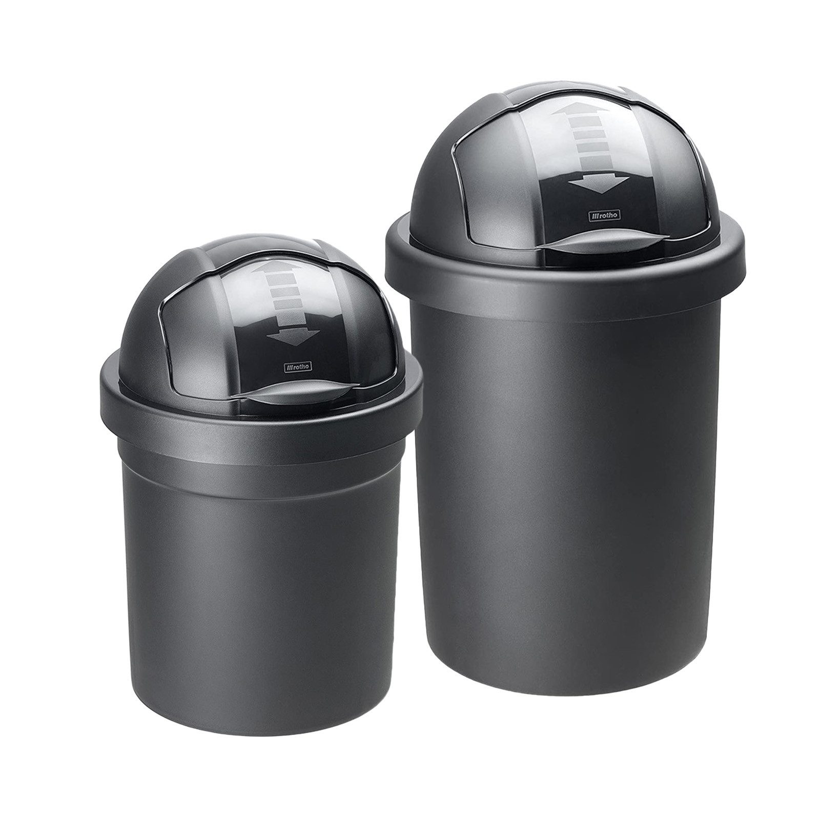 ROTHO Mülleimer ROLL BOB Abfalleimer Set 10 l und 30 l mit Schiebedeckel, Abfalltrennsystem ideal für Haushalt, Küche und Büro