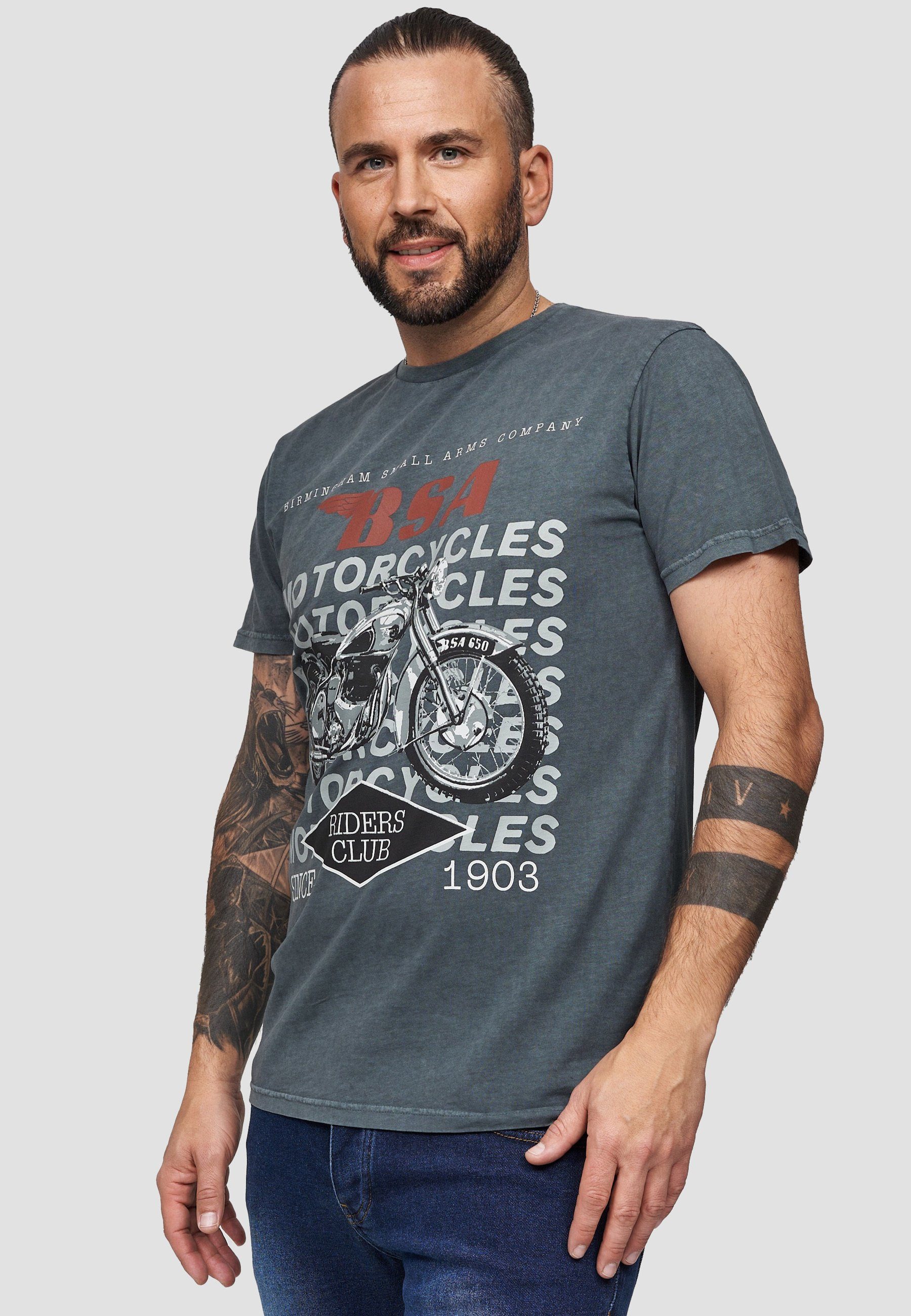 BSA GOTS Motorcycles zertifizierte Birmingham Bio-Baumwolle Recovered T-Shirt Kohlegrau