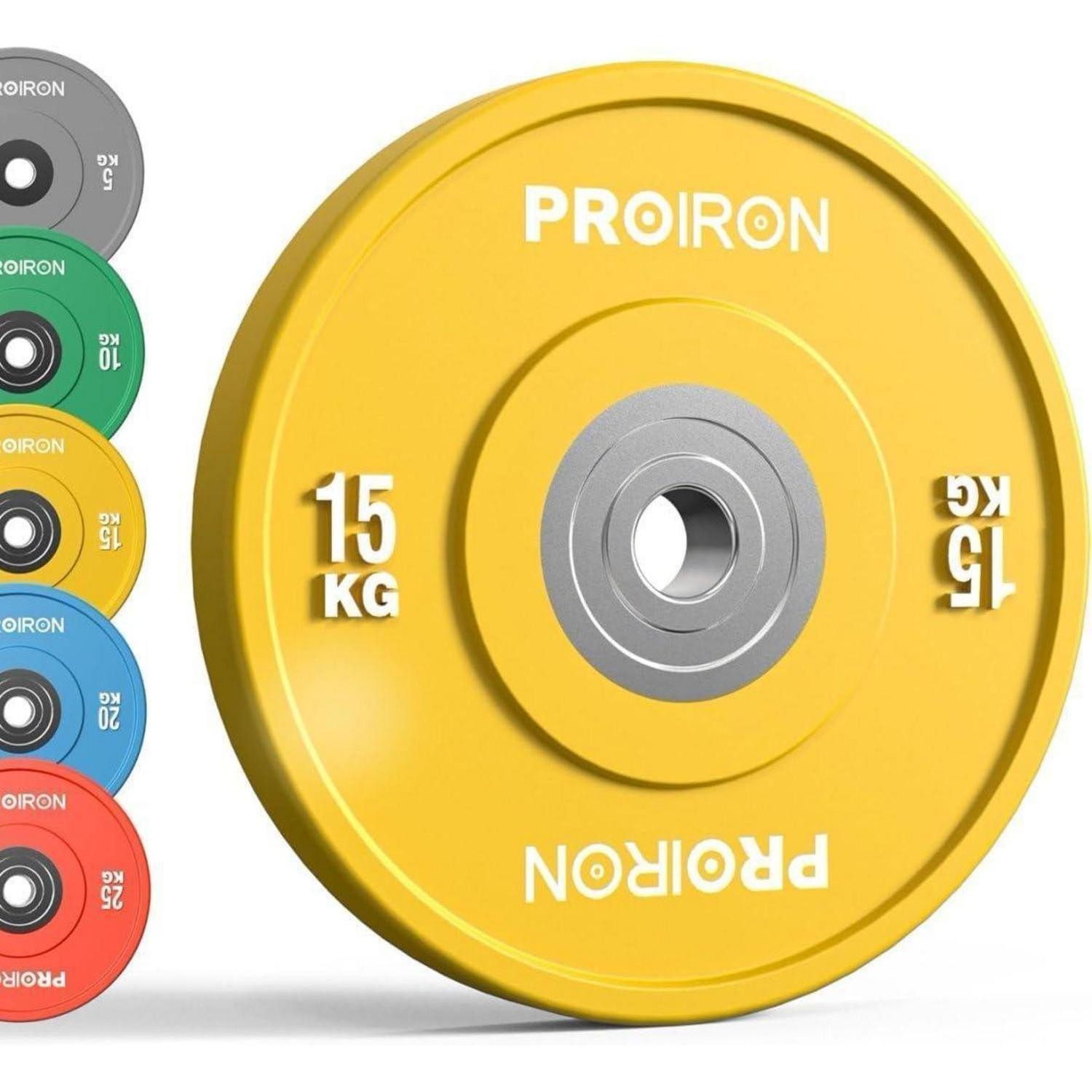 PROIRON Hantelscheiben Olympic Bumper Plates 50mm, 5-25kg, Hartgummi Hantelscheiben gemäß IWF