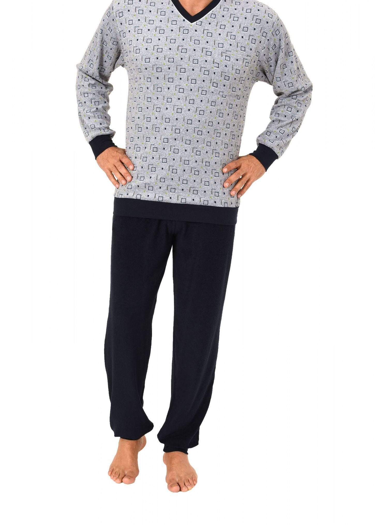 Normann Pyjama Herren Frottee Schlafanzug lang mit Bündchen - auch in Überg günstig online kaufen