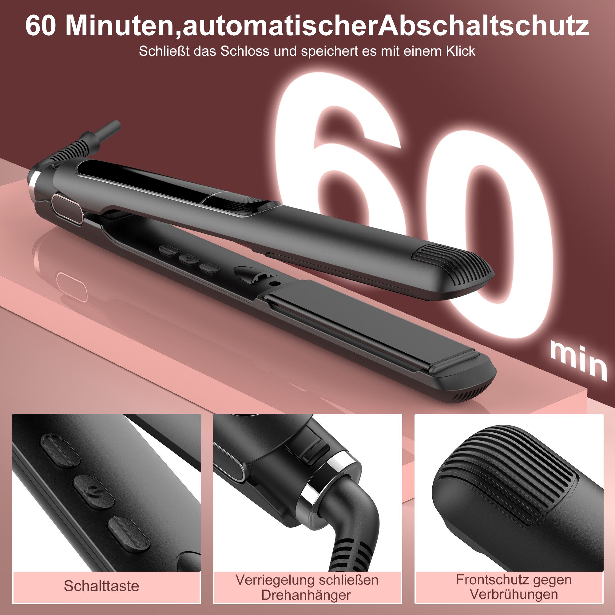 ibettertec Glätteisen Glätteisen Profi Lockenstab Haarglätter LCD-Display 1 günstig online kaufen