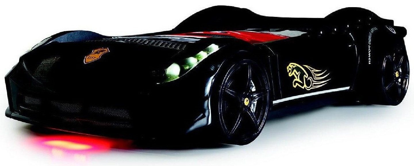 Xlmoebel Autobett Neu Schwarzes Holz-Bett für Kinderzimmer im Rennauto-Stil (Autobett), Hergestellt in Europa