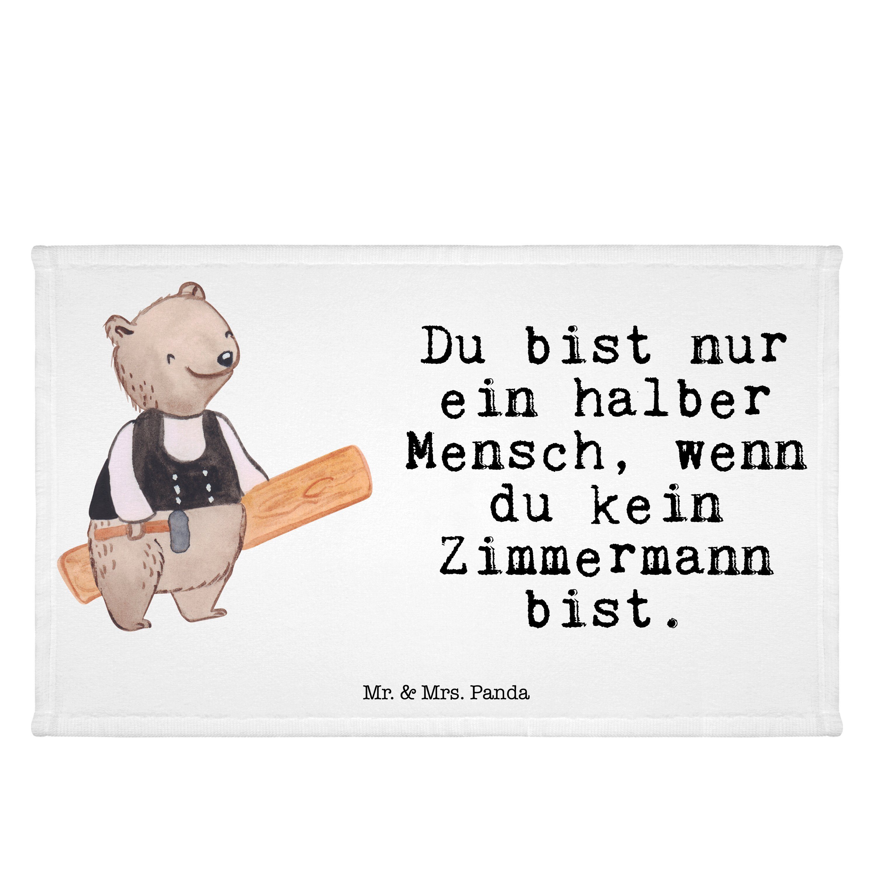 Mr. & Mrs. Panda Handtuch Zimmermann mit Herz - Weiß - Geschenk, Schenken, Kinder Handtuch, Fro, (1-St)