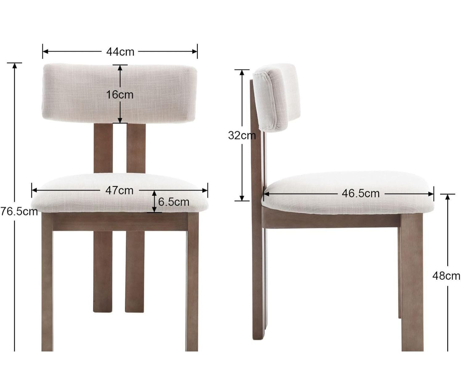 WAHSON OFFICE CHAIRS Esszimmerstuhl 2er Set Retro-Küchenstühle mit Polster & Massivholzbeinen–Leinen/Samt (2 St)