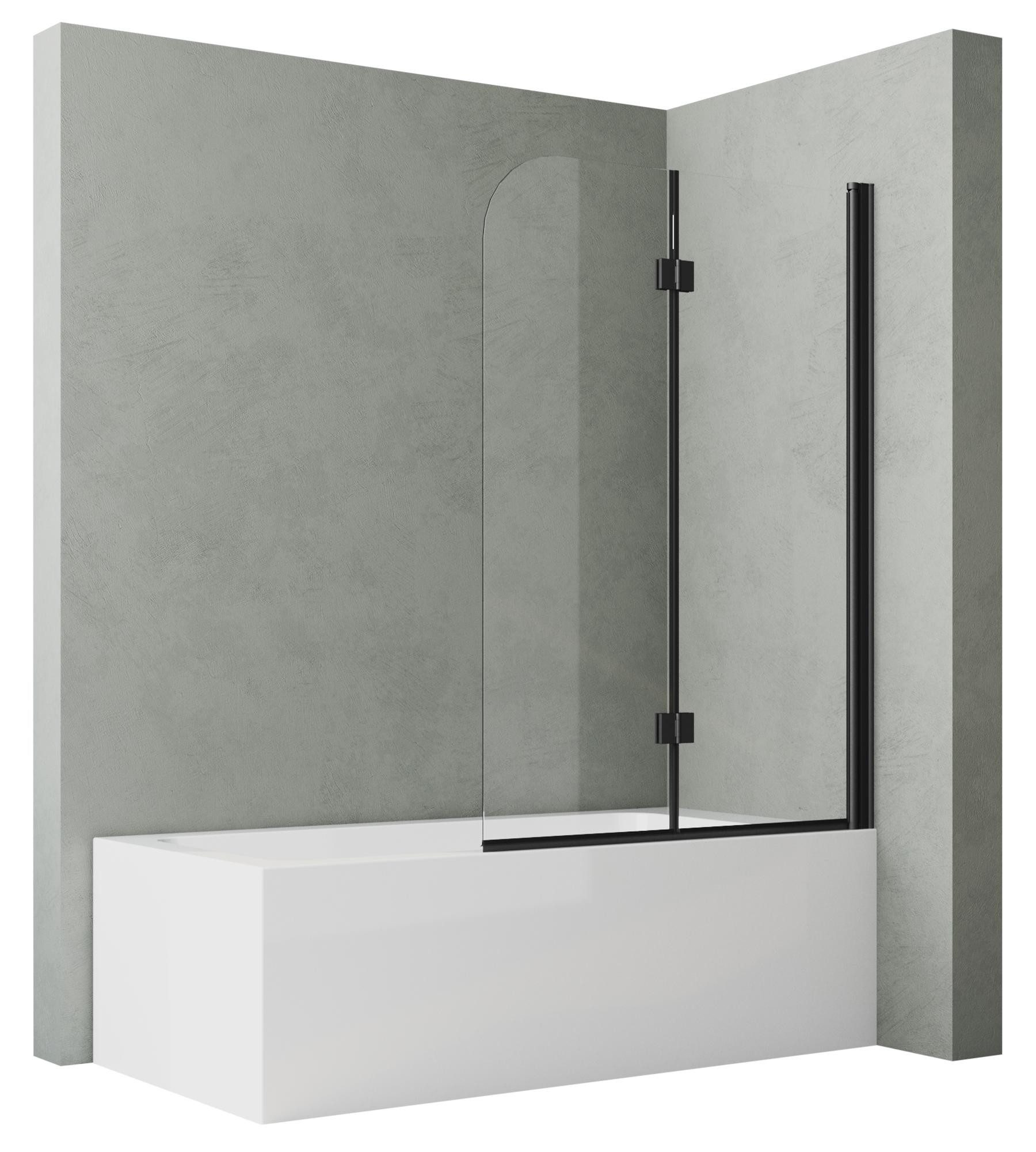 Hopibath Duschwand für Badewanne Schwarz 120x140 günstig online kaufen