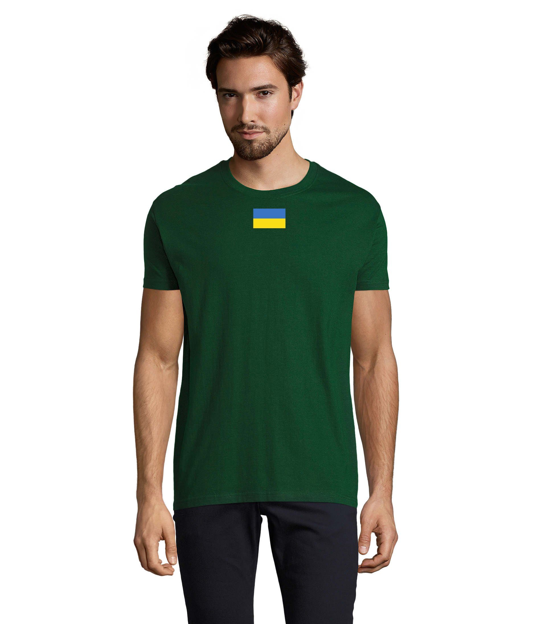 Blondie Kreuz Peace Ukraine Print & Selenskyj T-Shirt Nato Flaschengrün Brownie Ukraine Herren