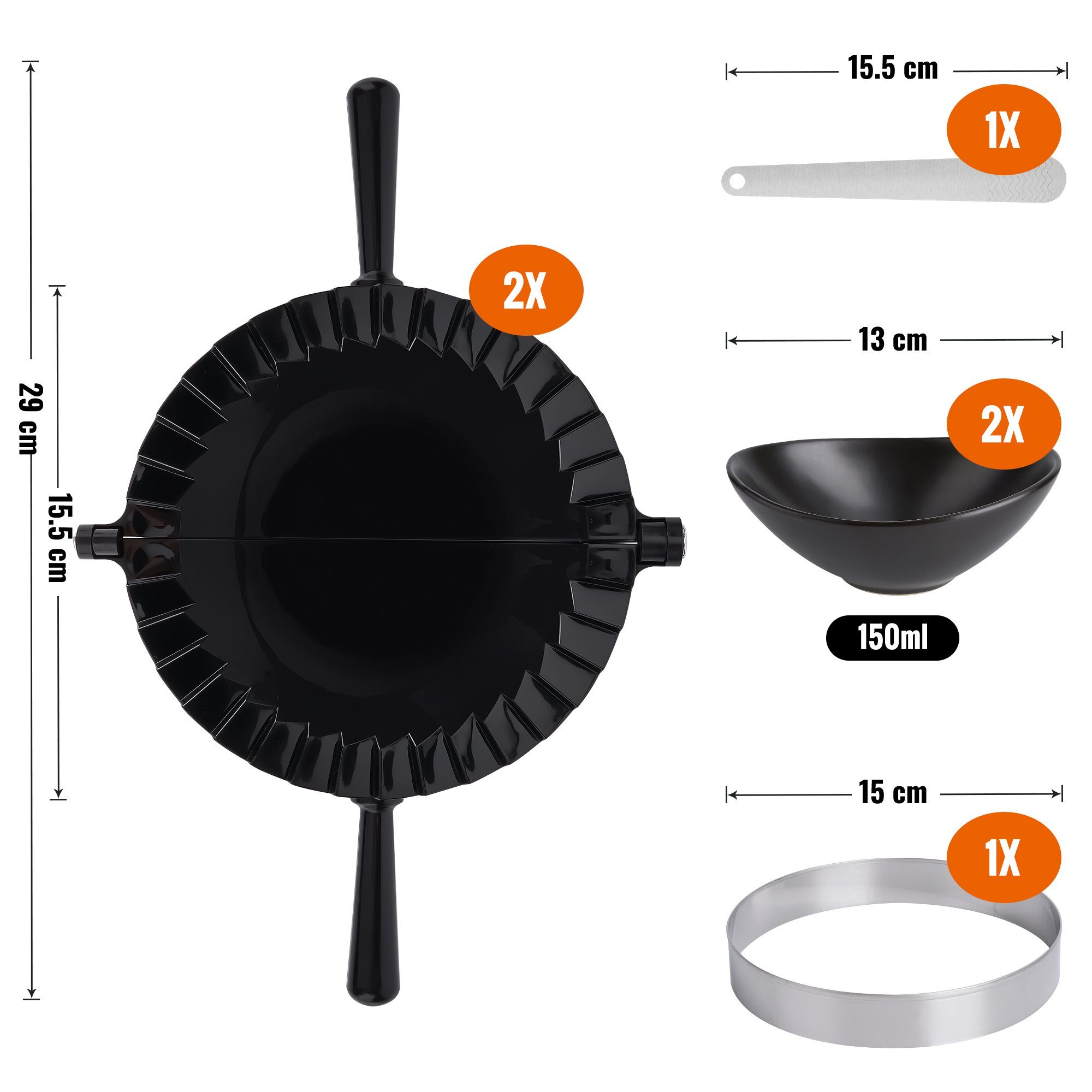 Tortillada Ausstechform Empanada und Teigtaschen, Kunststoff, (Set, 7-St., 7-teiliges Empanada-Set), für Empanadas, Ravioli und Teigtaschen