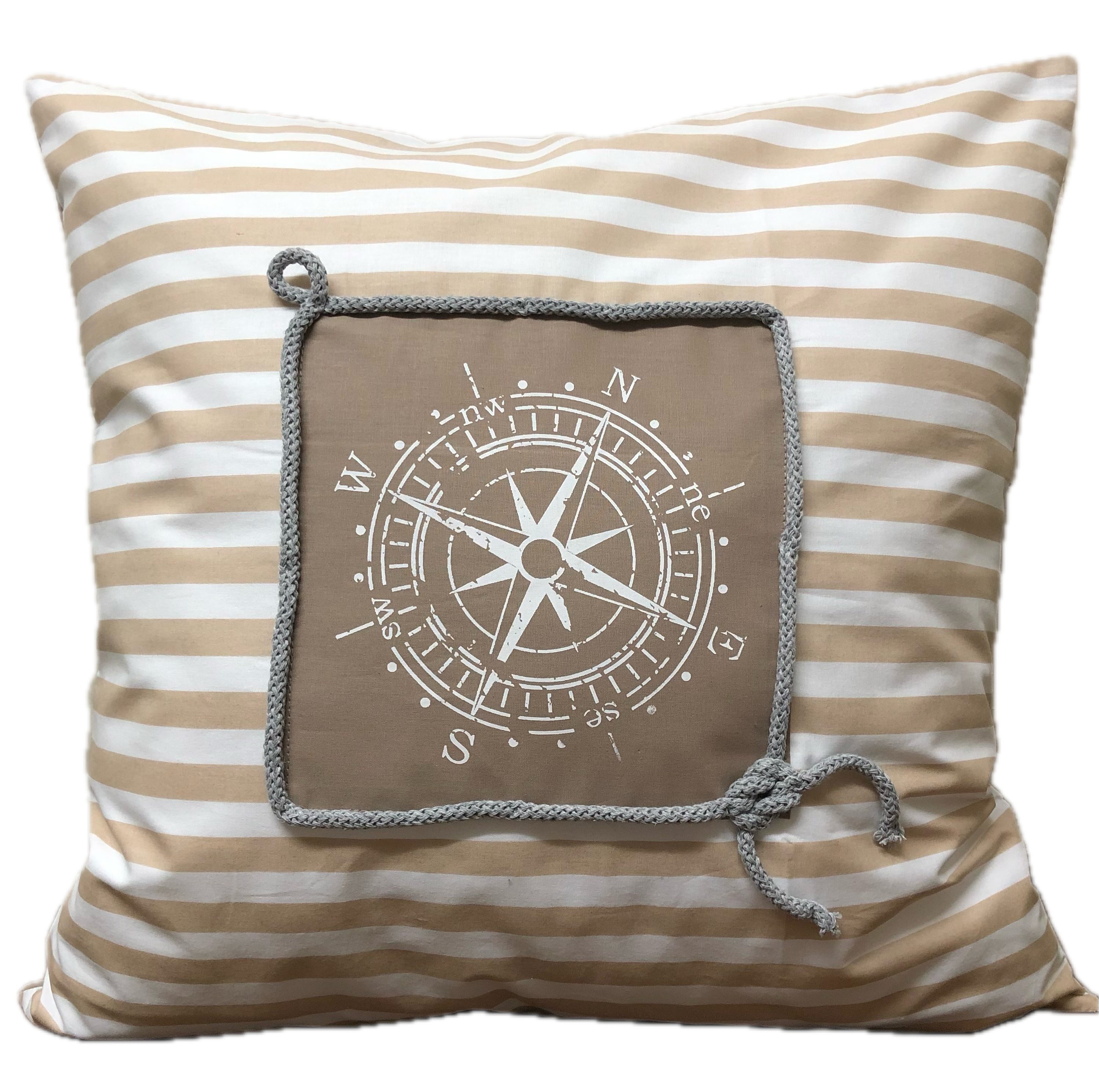 Ammerkind Декоративные подушки Maritime Подушкиhülle, Landhausstil Подушкиbezug * Kompass * beige/weiß, 100% Handarbeit