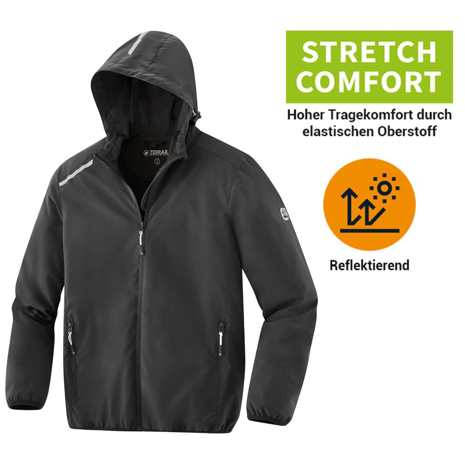 Terrax Workwear Arbeitsjacke 61880 Herren Arbeitsjacke mit Kapuze - Leichte Jacke für Arbeit und Beruf
