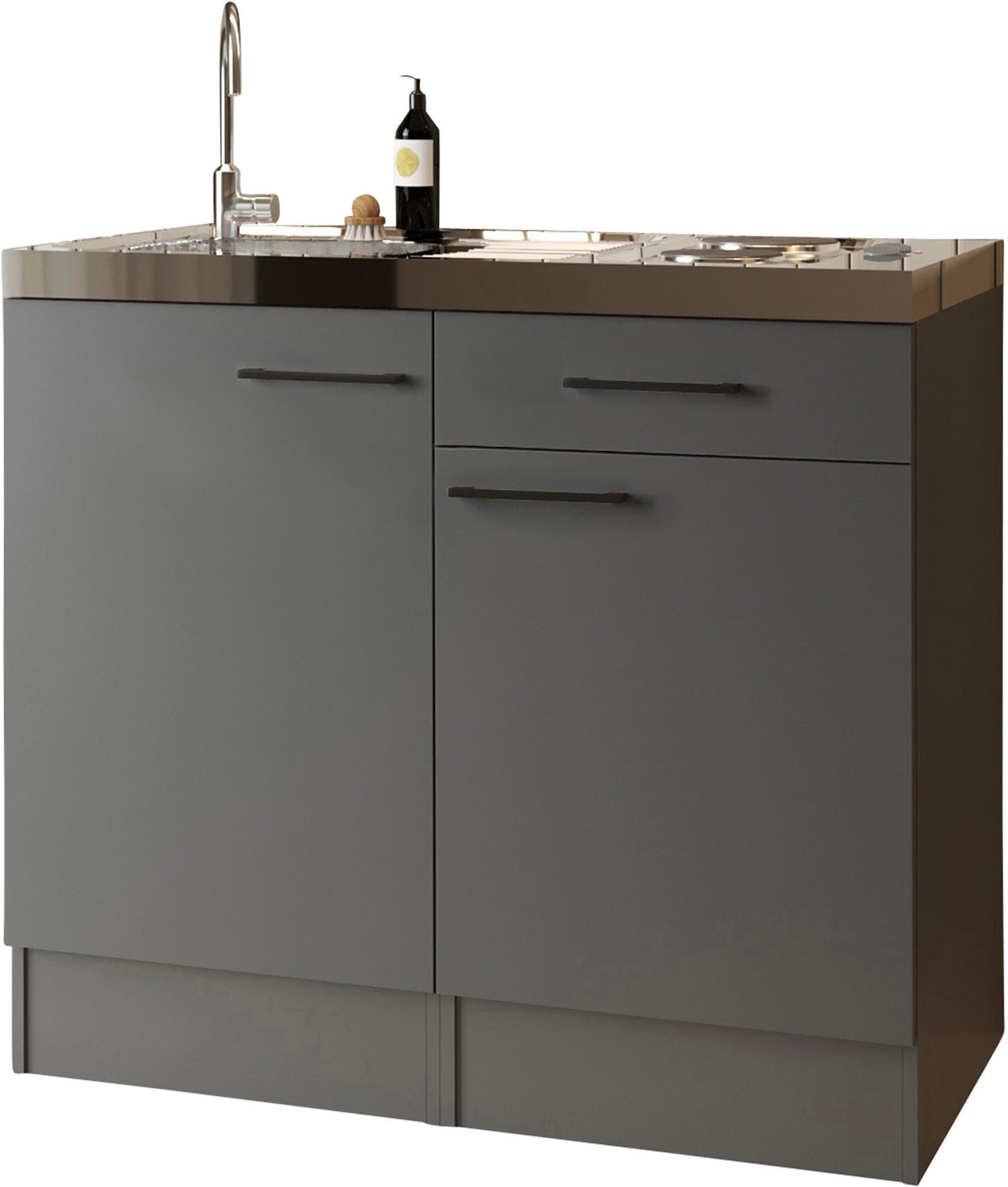 RESPEKTA Pantryküche Oliver, zerlegt, mit Massekochfeld, mit Soft-Close Funktion, Breite 100 cm