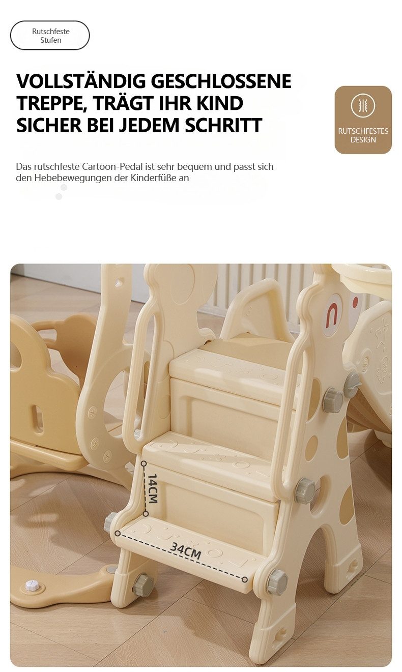 habeig Indoor Slide 4-in-1 Multifunctional Children's Slide with Swing, Foldable, Extremely Stable