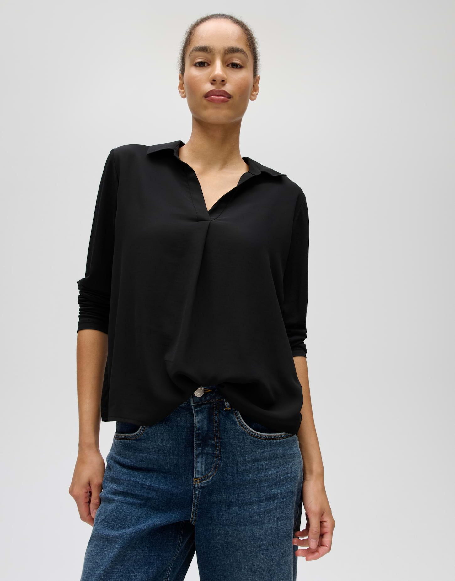 OPUS Shirtbluse Shirtbluse Flasti aus Material Mix