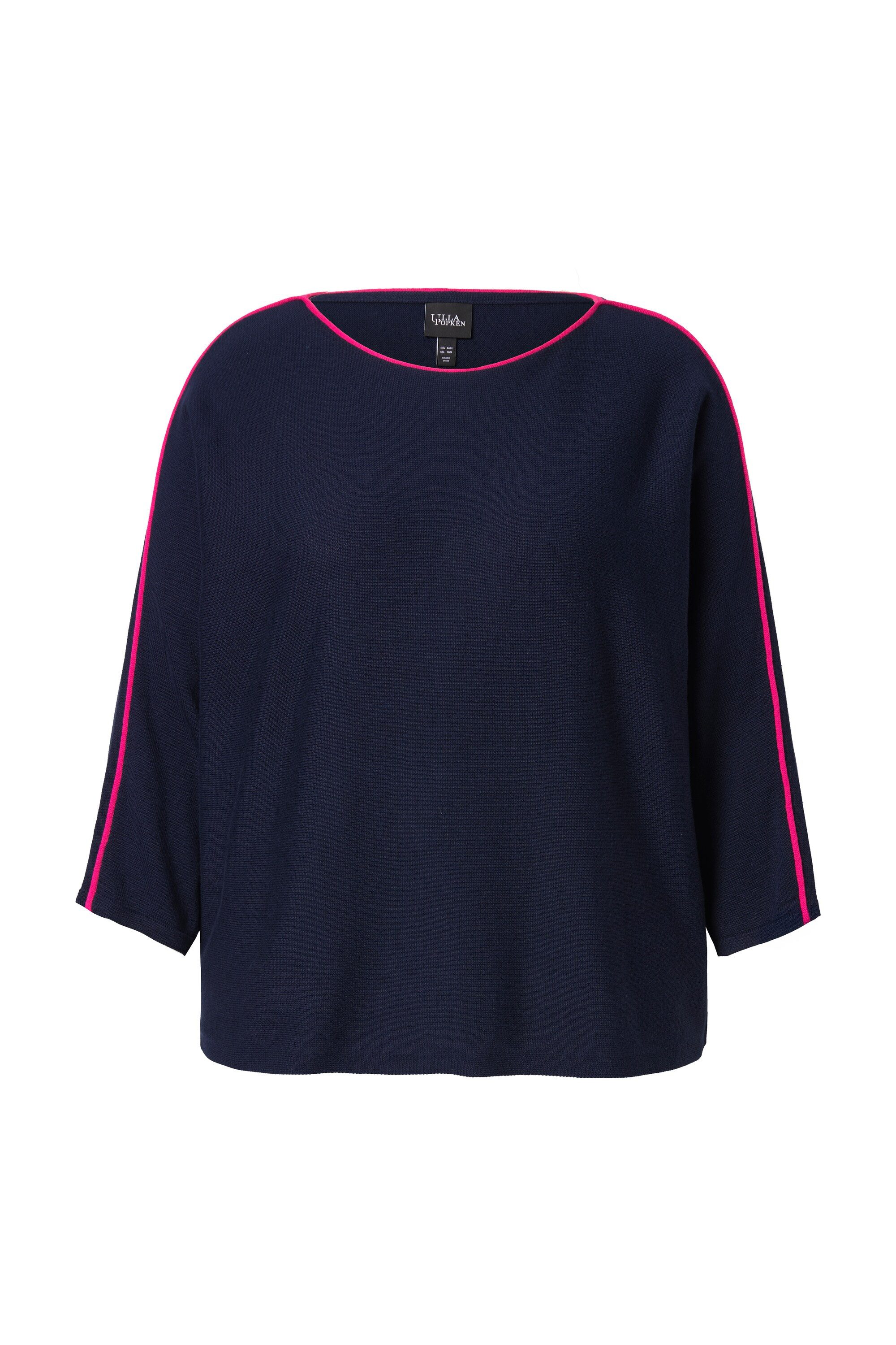 Ulla Popken Strickpullover Pullover Piping U-Boot-Ausschnitt günstig online kaufen