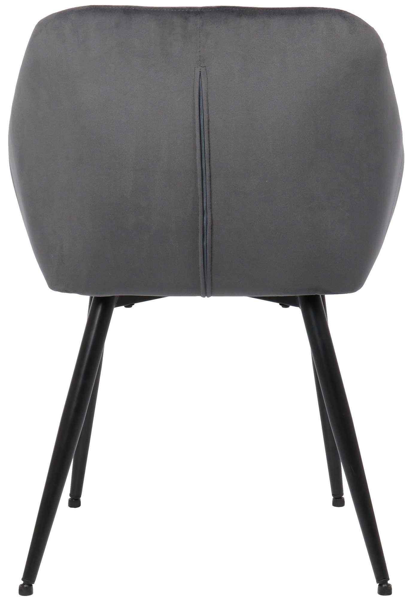 gepolsterter - Emil Konferenzstuhl Sitzfläche TPFLiving grau Samt (Küchenstuhl schwarz Metall - Sitzfläche: Besucherstuhl - - Gestell: Wohnzimmerstuhl), mit matt Esszimmerstuhl hochwertig
