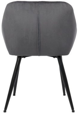 TPFLiving Besucherstuhl Emil mit hochwertig gepolsterter Sitzfläche - Konferenzstuhl (Küchenstuhl - Esszimmerstuhl - Wohnzimmerstuhl), Gestell: Metall matt schwarz - Sitzfläche: Samt grau