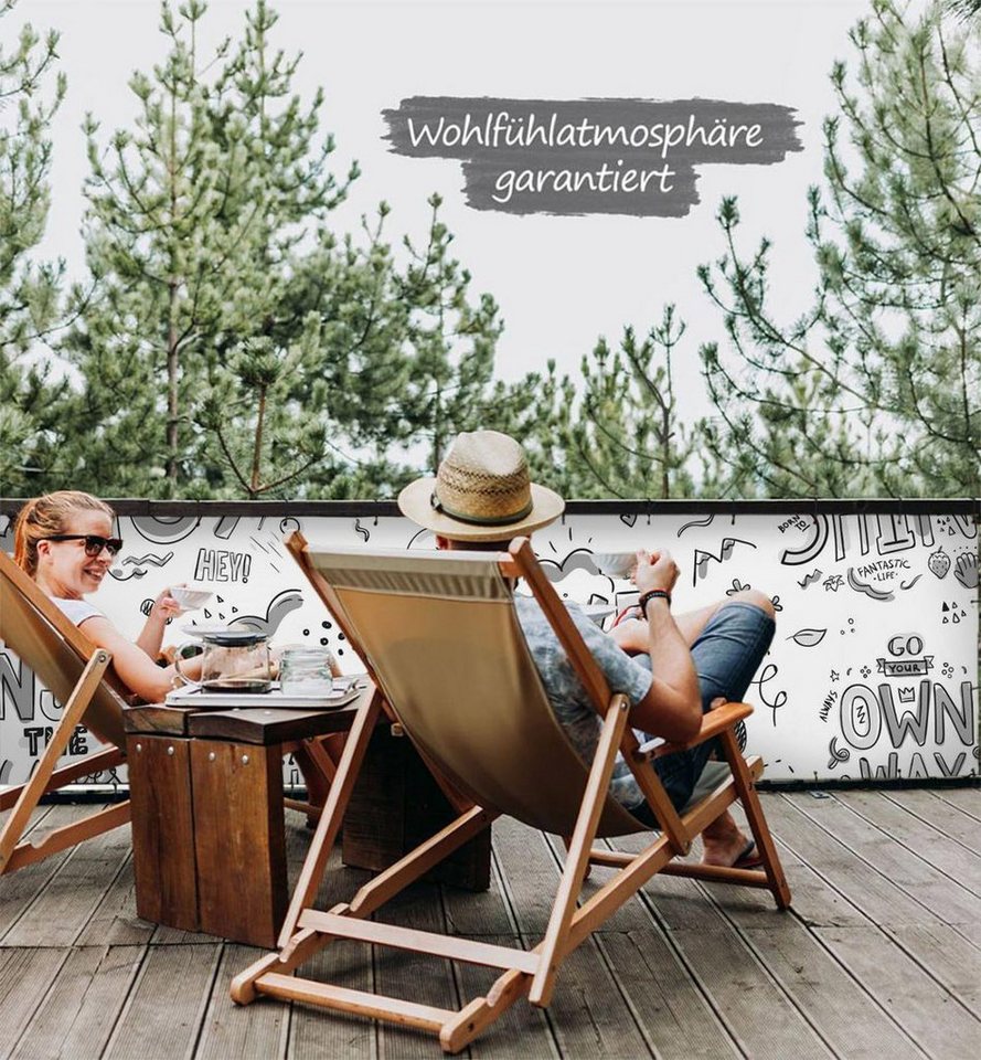 Thumbnail - MyMaxxi Sichtschutzelement Balkonbanner Gute Gefühle Balkon Sichtschutz Garten