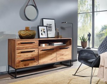 KADIMA DESIGN Kommode Multifunktional Sheesham Sideboard, 165x80x40 cm, Weinregal