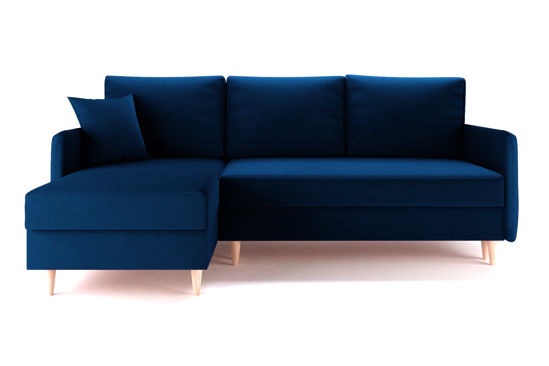 Furnix Ecksofa ABELLE Schlafsofa in L-Form Polstercouch mit Schlaffunktion, mit 2 Bettkästen, B215 x H90 x T145 cm, Sitzhöhe 45 cm, DL-Auszugmechanik Dunkel-Blau KR09