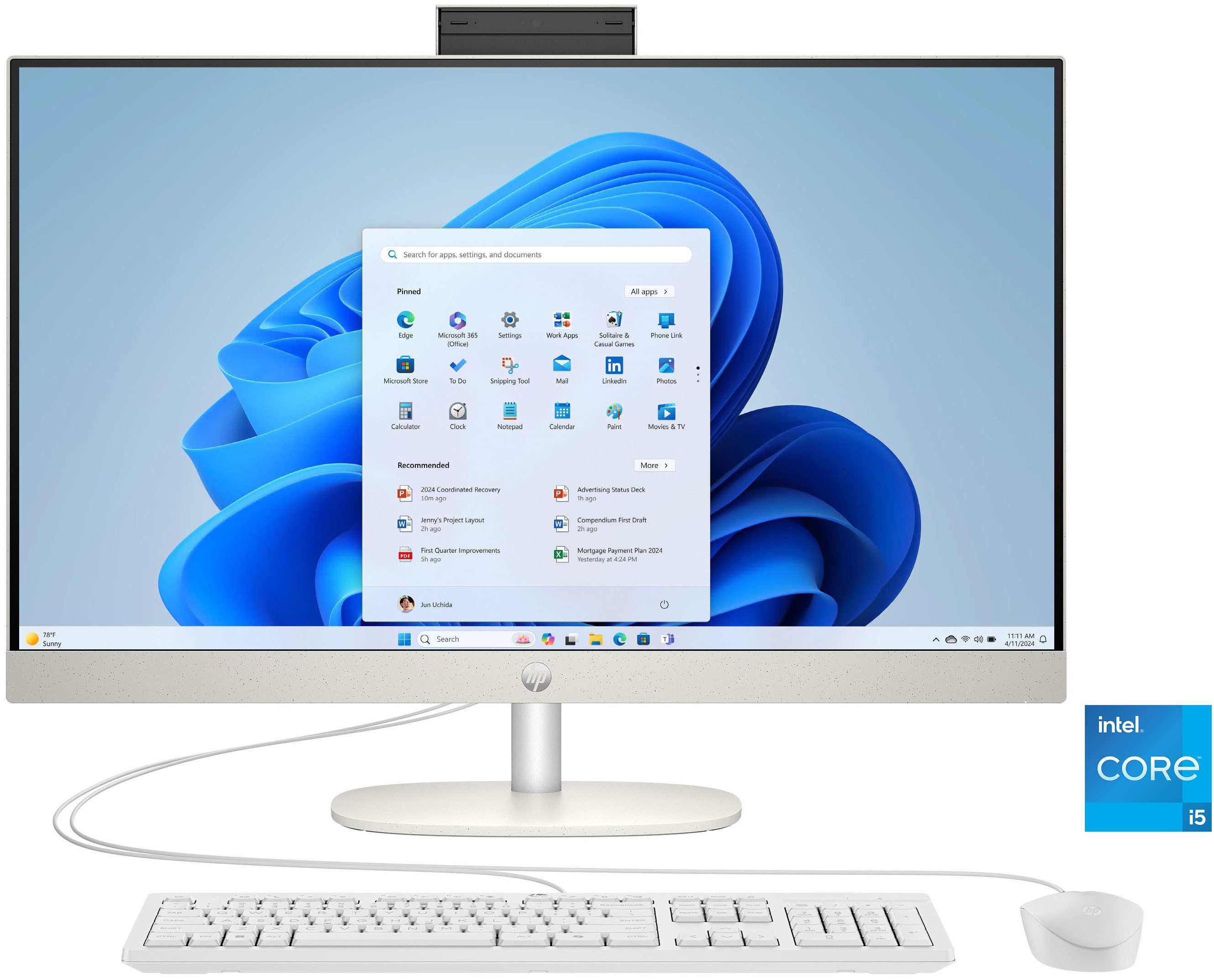 HP 27-cr0002ng All-in-One PC (27 Zoll, Intel Core i5 1335U, Iris® Xe, 8 GB RAM, 512 GB SSD)