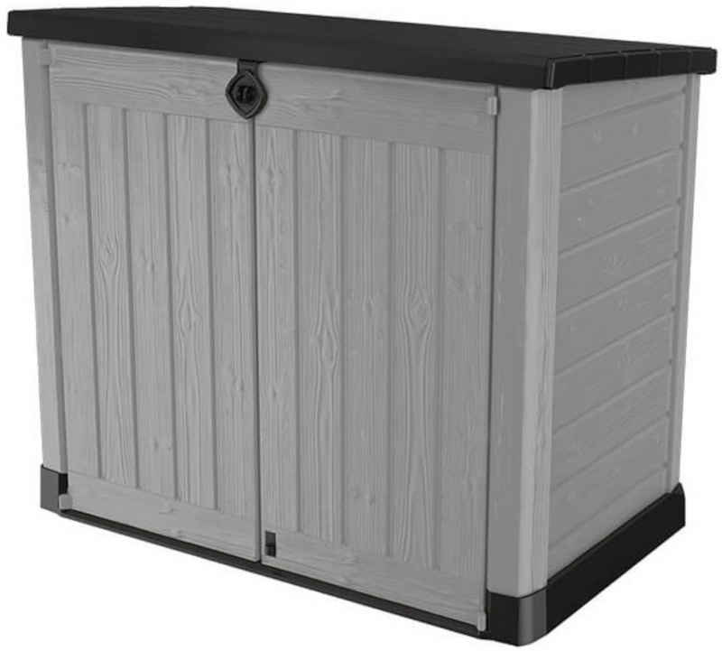 Keter Mülltonnenbox »Ace Gartenbox Möbelbox Gerätebox Schuppen für 2 x 240 Liter Mülltonnen (schwarz - grau) für den Außenbereich mit Bodenplatte«, witterungsbeständig, UV-beständig, frostsicher