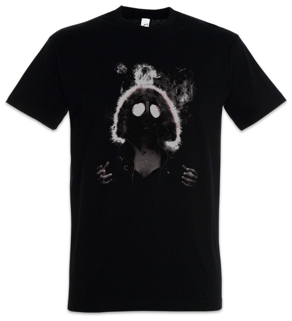 Urban Backwoods Print-Shirt Gasmask Woman Herren T-Shirt Punk Street Gothic Goth Anarchy Cyber (1-tlg) Gasmaske Gas Mask Pin
