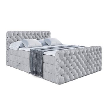 ALTDECOR Boxspringbett BOXI8-Z KING (Multipocket-Matratze H4 und H3 Matratze Bonellfederung Topper Kopfteil)