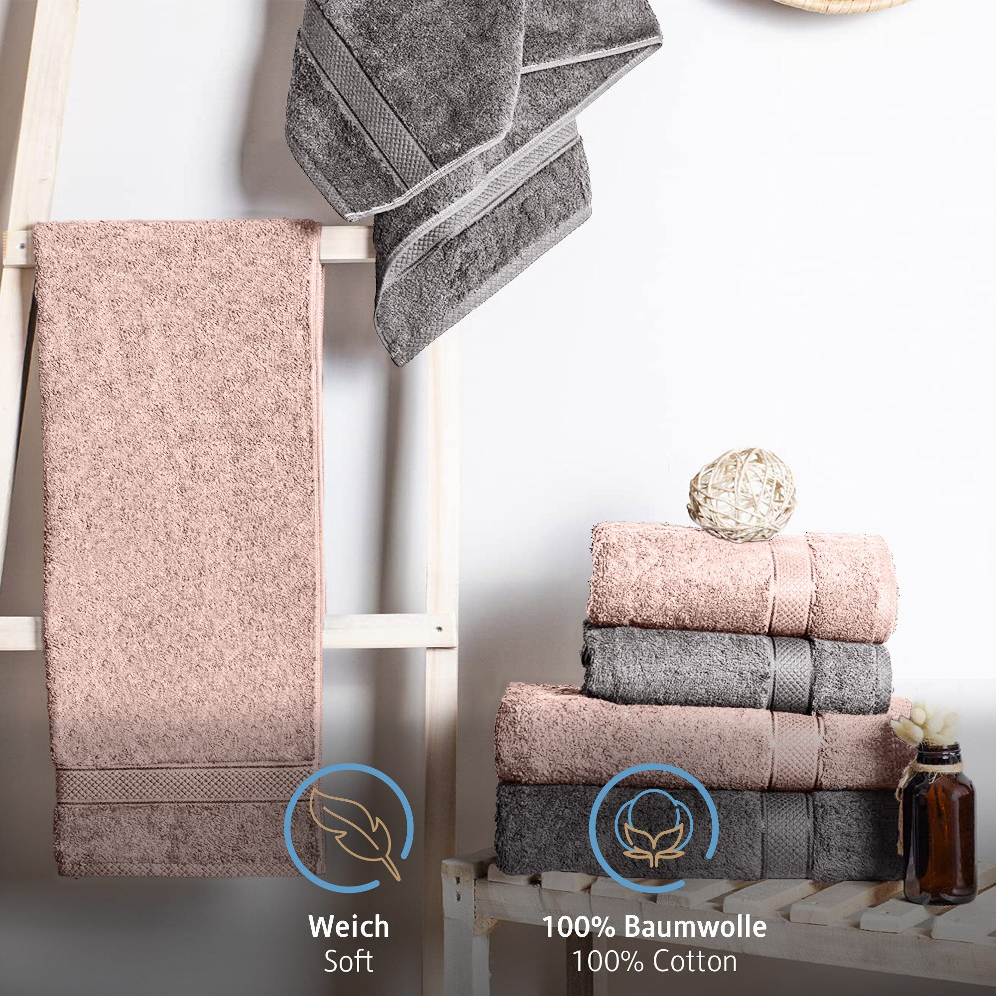 Komfortec Handtuch Set 50x100, Handtücher, Frottee günstig online kaufen