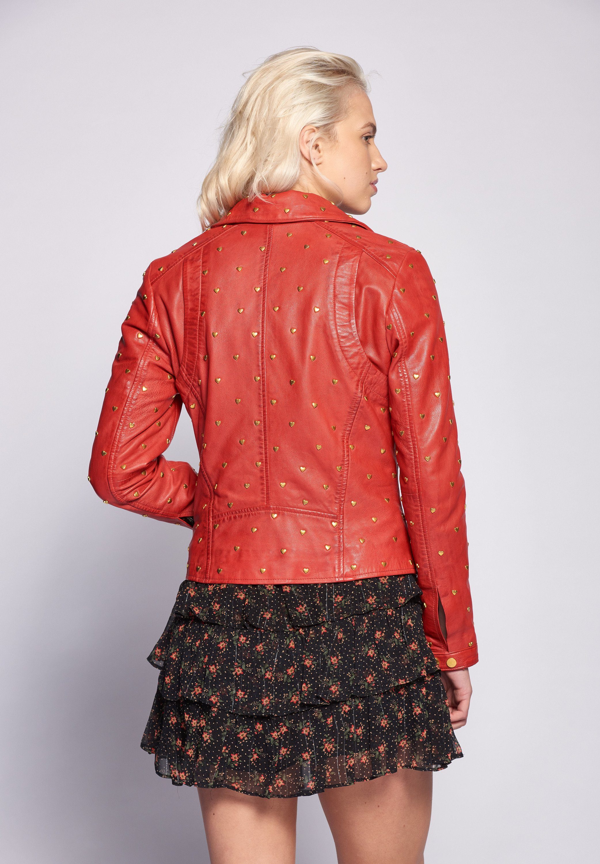 red Lederjacke Heart Maze