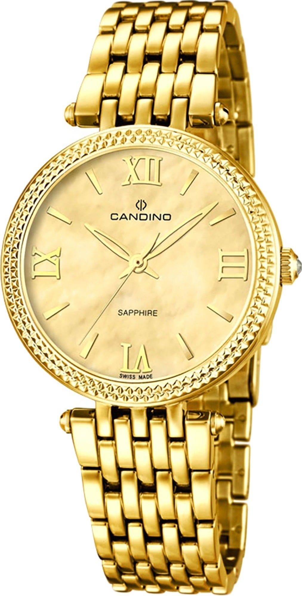 Candino Quarzuhr Candino Damen Uhr Quarzwerk C4569/2, Damen Armbanduhr rund, Edelstahlarmband gold, Fashion