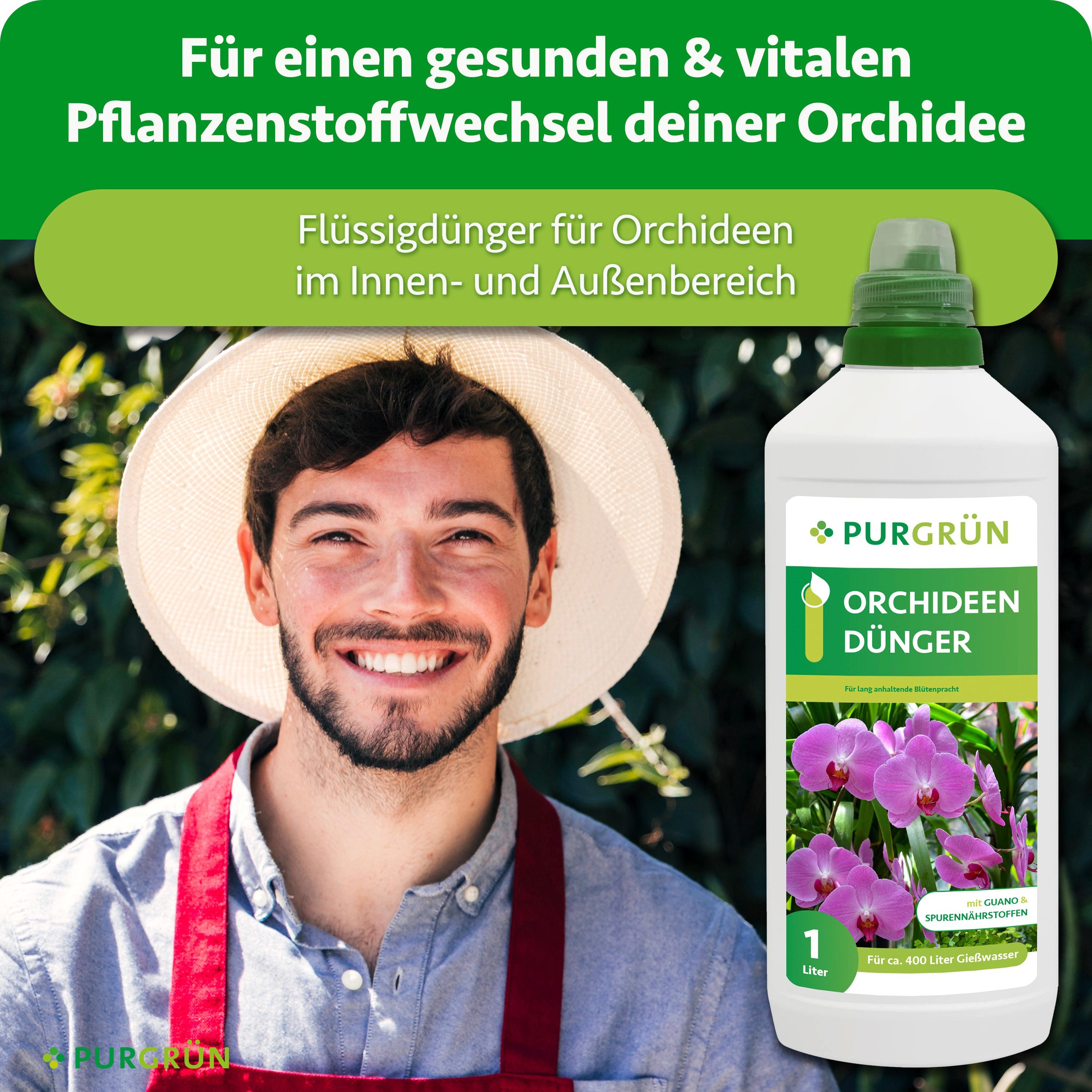Purgrün Blumendünger Orchideen Dünger, NPK 7+5+6, für Blütenpracht, 1L, Flüssigdünger, 1-St., 1 Liter – Bild 2 von 5